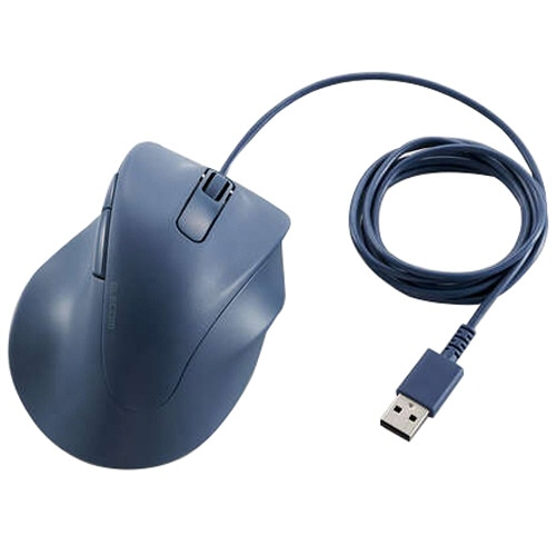 エレコム 静音 有線マウス EX-G 5ボタン Lサイズ ブルー M-XGL30UBSKBU 1個