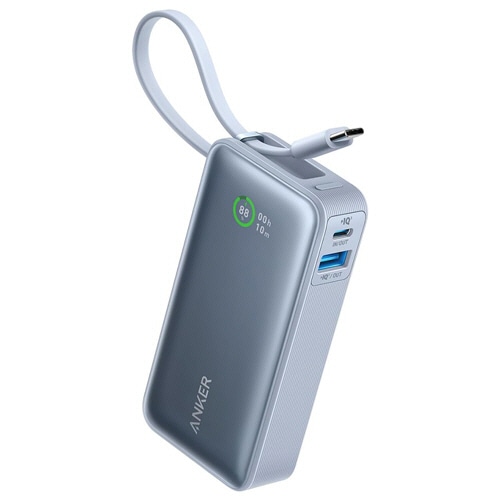 アンカージャパン モバイルバッテリーANKERNanoPowerBank (30W 10000mAh Built-InUSB-Cケーブル)グレイッシュブルー A