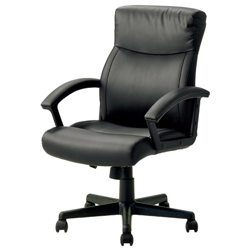 ナカバヤシ OAレザーチェア ローバック 肘付 ブラック CNL-501BK 1脚