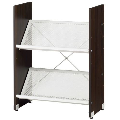 YAMAZEN ディスプレイラック 2段 幅590×奥行305×高さ765mm ブラウン CDR-70632BR 1台