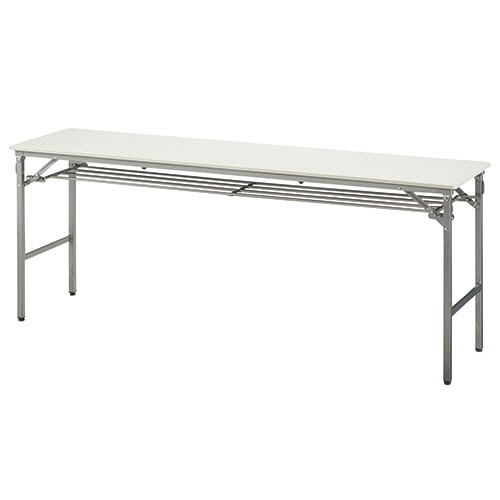 アイリスチトセ 樹脂天板折りたたみテーブル 棚付 幅1800×奥行450mm アイボリー BTS-P1845T 1台