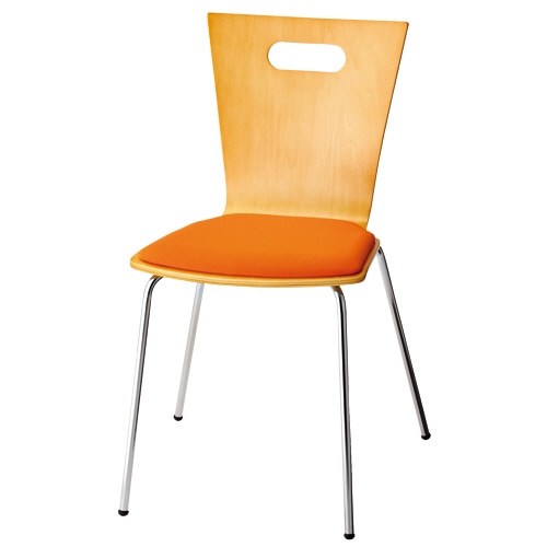 ルガテ プライウッドチェア 座パット付 オレンジ HPF0101-017OR 1脚