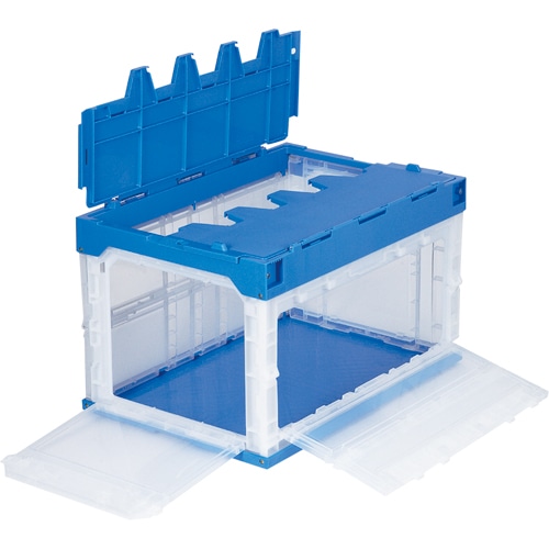 三甲 サンクレット折りたたみコンテナ 2面扉タイプ 50B扉-SBL 50L フタ一体型 556390 1台