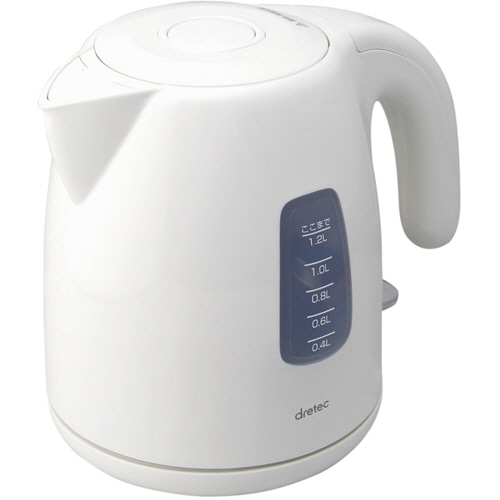 ドリテック 電気ケトル 1.2L ホワイト PO-341WT 1台