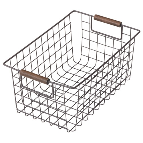パール金属　ワイヤーバスケット　Ｓ　ブラウン（木柄）　Ｎ－８３１７　１個