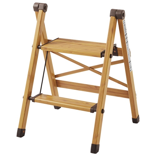 コジット　薄く折りたためる木目調脚立　２段　ナチュラル　１台