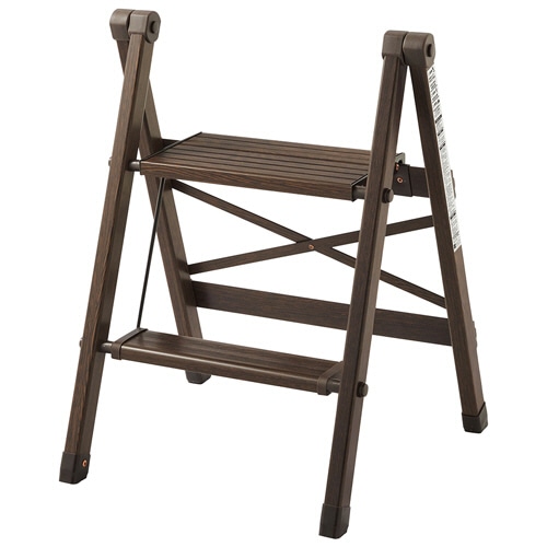コジット　薄く折りたためる木目調脚立　２段　ダークブラウン　１台