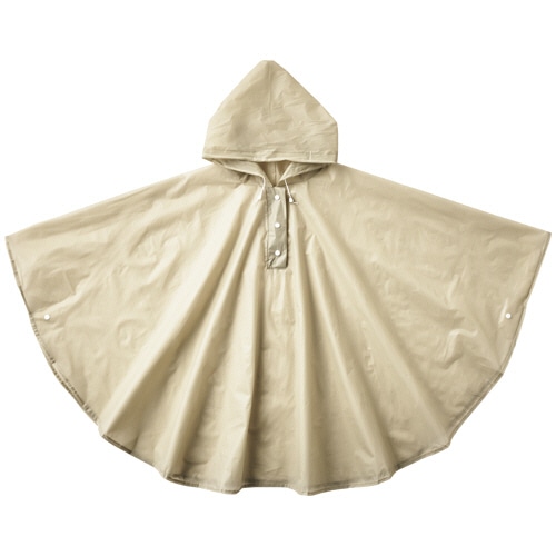 オカザキ　バッグ付きレインポンチョ　ベージュ　１着