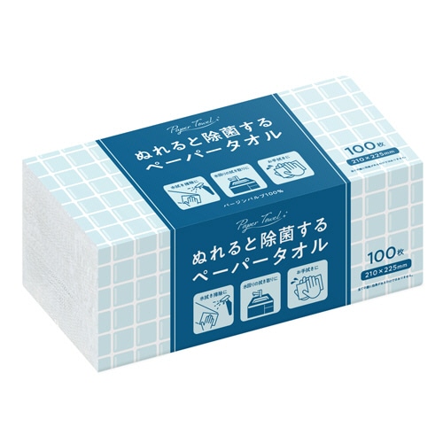 クラフトマン 濡れると除菌するペーパータオル PT-WET-100 1パック(100枚)