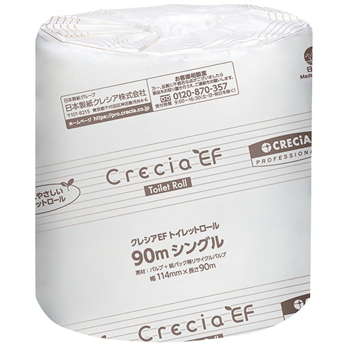 日本製紙クレシア クレシア EFトイレットロール シングル 芯あり 個包装 90m 1ケース(80ロール)
