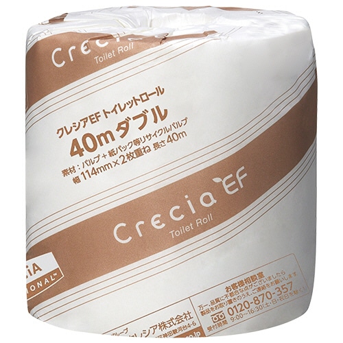 日本製紙クレシア クレシア EFトイレットロール 個包装 ダブル 芯あり 40m 1パック(80ロール)
