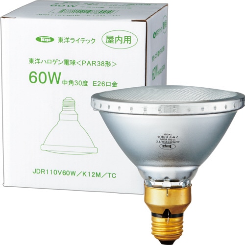 東洋ライテック PAR形ハロゲンランプ 60W形 E26口金 中角 JDR110V60W/K12M/TC 1個
