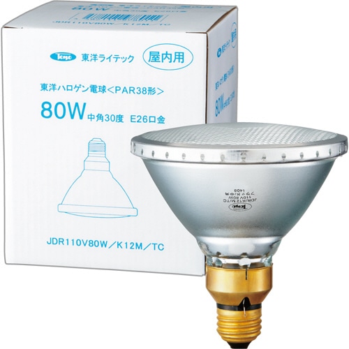 東洋ライテック PAR形ハロゲンランプ 80W形 E26口金 中角 JDR110V80W/K12M/TC 1個