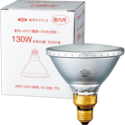 東洋ライテック PAR形ハロゲンランプ 130W形 E26口金 中角 JDR110V130W/K12M/TC 1個