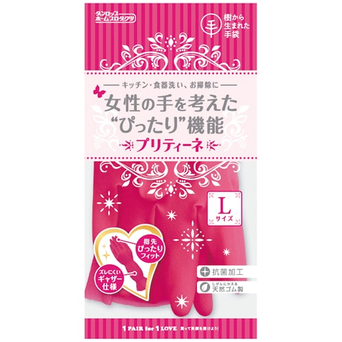 ダンロップホームプロダクツ 樹から生まれた手袋 プリティーネ L レッド 1双