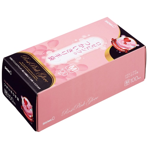 ショーワグローブ ロゼピンクの使い切り手袋 M 1パック(100枚)