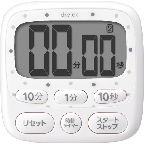 ドリテック 時計付大画面タイマー ホワイト T-566WT 1個