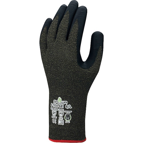 ショーワグローブ 耐切創背抜き手袋 S-TEX 581 M ブラック S-TEX581-M 1双