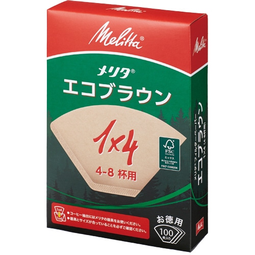 メリタ N エコブラウン 1×4G 4～8杯用 PE-14GBN 1箱(100枚)