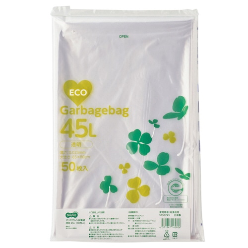 TANOSEE ポリエチレン収集袋 透明 45L 1パック(50枚)