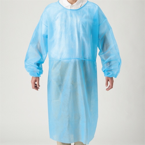川西工業 アイソレーションガウン フリーサイズ ブルー 7027 1箱(10枚)