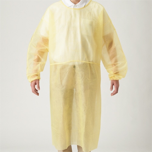 川西工業 アイソレーションガウン フリーサイズ イエロー 7027 1箱(10枚)