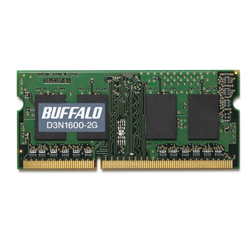 バッファロー　法人向け　ＰＣ３－１２８００　ＤＤＲ３　１６００ＭＨｚ　２０４Ｐｉｎ　ＳＤＲＡＭ　Ｓ．Ｏ．ＤＩＭＭ　２ＧＢ　ＭＶ－Ｄ３Ｎ１６００－２Ｇ　１枚