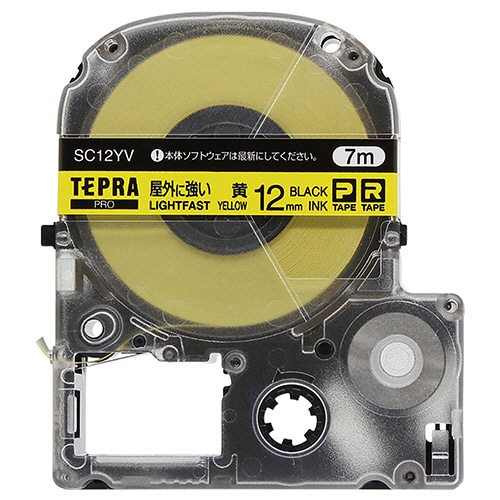 キングジム テプラ PRO テープカートリッジ 屋外に強いラベル 12mm 黄/黒文字 SC12YV 1個