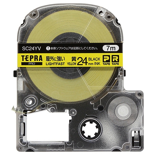 キングジム テプラ PRO テープカートリッジ 屋外に強いラベル 24mm 黄/黒文字 SC24YV 1個