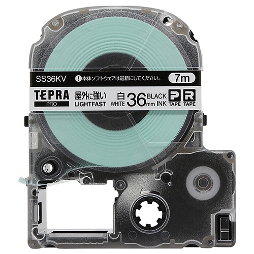 キングジム テプラ PRO テープカートリッジ 屋外に強いラベル 36mm 白/黒文字 SS36KV 1個