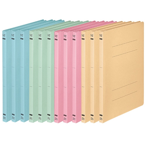 TANOSEE フラットファイルE(エコノミー) A4タテ 150枚収容 背幅18mm 4色アソートパック 1パック(12冊)