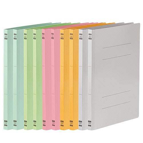 TANOSEE フラットファイル PPラミネート表紙タイプ A4タテ 150枚収容 背幅17.5mm 5色アソートパック 1パック(10冊:各色2冊)