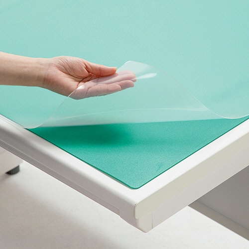TANOSEE フタル酸エステル不使用 斜めカット PVCデスクマット ダブル(下敷付) 600×450mm 1枚
