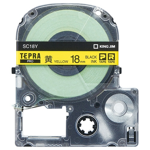キングジム テプラ PRO テープカートリッジ パステル 18mm 黄/黒文字 SC18Y-5P 1パック(5個)