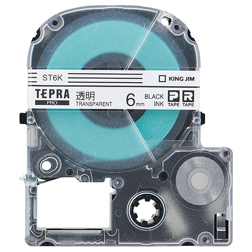 キングジム テプラ PRO テープカートリッジ 6mm 透明/黒文字 ST6K-5P 1パック(5個)