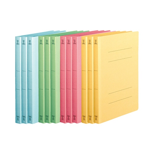 TANOSEE 丈夫なフラットファイル<HD> A4タテ 200枚収容 背幅23mm 4色アソートパック 1パック(12冊:各色3冊)