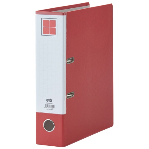 TANOSEE レバー式アーチファイル A4タテ 2穴 580枚収容 58mmとじ 背幅80mm 赤 1冊