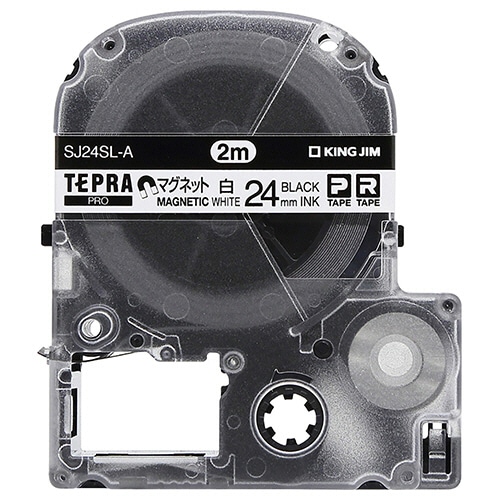 キングジム テプラ PRO テープカートリッジ マグネットテープ ロングタイプ2m巻 24mm 白/黒文字 SJ24SL-A 1個