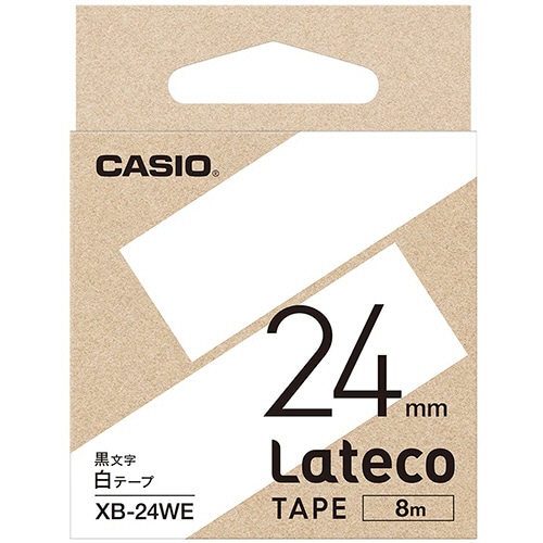 カシオ　ラテコ　詰替用テープ　２４ｍｍ×８ｍ　白／黒文字　ＸＢ－２４ＷＥ　１個