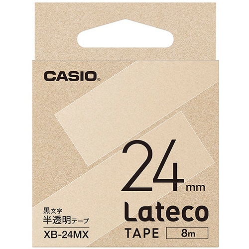 カシオ　ラテコ　詰替用テープ　２４ｍｍ×８ｍ　半透明／黒文字　ＸＢ－２４ＭＸ　１個
