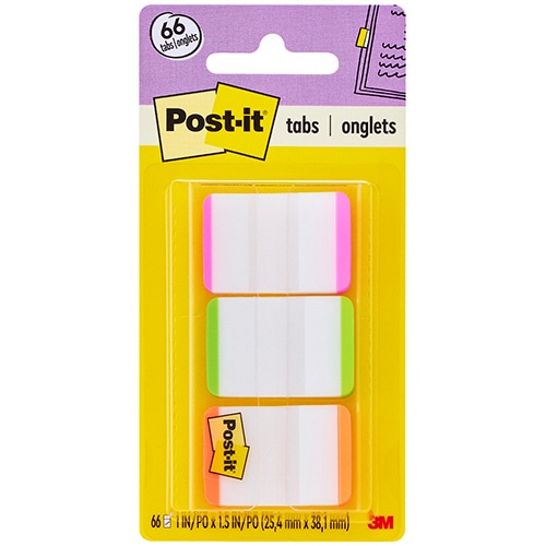 3M ポスト・イット 超丈夫なインデックス 25.4×38.1mm ピンク/ブライトグリーン/オレンジ 686L-PGO 1パック(3冊)
