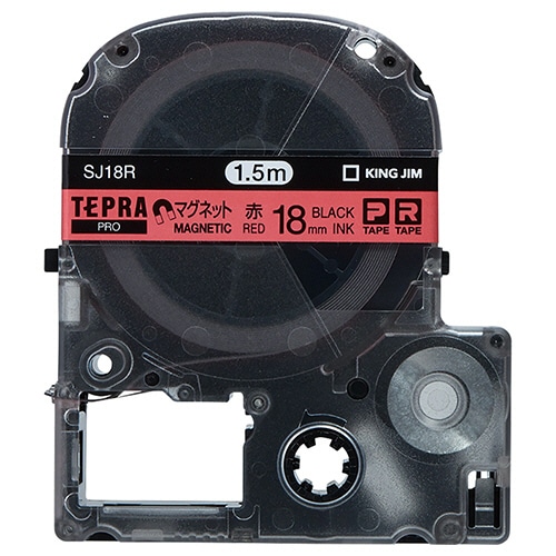 キングジム テプラ PRO テープカートリッジ マグネットテープ 18mm 赤/黒文字 SJ18R 1個