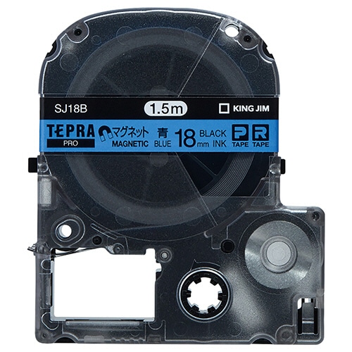 キングジム テプラ PRO テープカートリッジ マグネットテープ 18mm 青/黒文字 SJ18B 1個