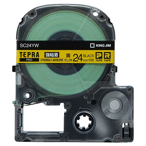 キングジム テプラ PRO テープカートリッジ 強粘着 24mm 黄/黒文字 SC24YW 1個