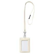 フロント 本革製ネームカードホルダー タテ型 ストラップ付 ホワイト RLNH-S-W 1個