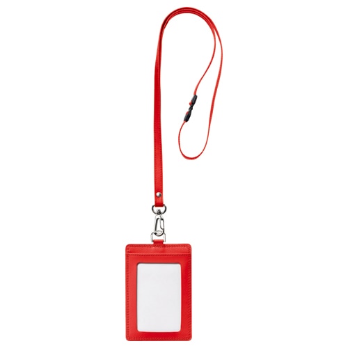 フロント 本革製ネームカードホルダー タテ型 ストラップ付 レッド RLNH-S-R 1個