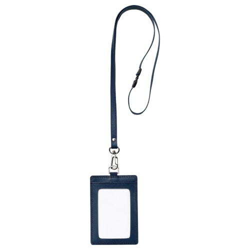 フロント 本革製ネームカードホルダー タテ型 ストラップ付 ブルー RLNH-S-B 1個