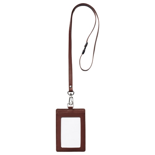 フロント 本革製ネームカードホルダー タテ型 ストラップ付 ブラウン RLNH-S-BR 1個