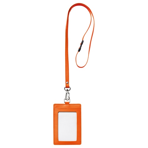 フロント 本革製ネームカードホルダー タテ型 ストラップ付 オレンジ RLNH-S-O 1個