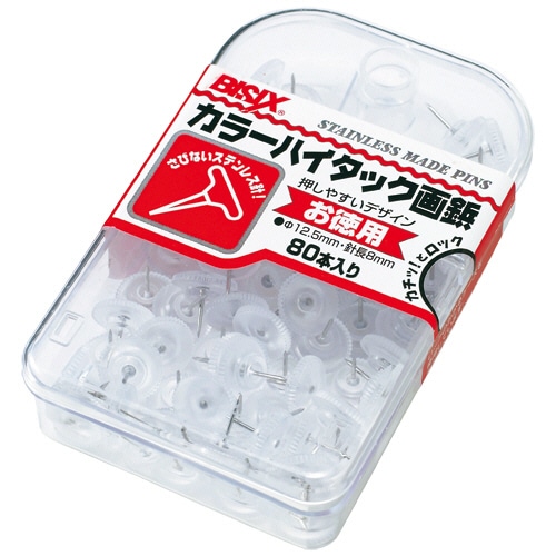 ミツヤ カラーハイタック画鋲 透明 BX2-6-T 1ケース(約80本)